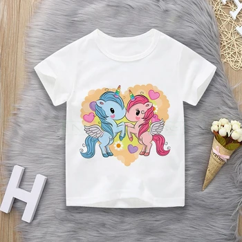 

New Arrival T Shirt boy/gir Summer Vintage Aesthetics Unicorn Girls T Shirt O-Neck Short Sleeve Toddler Girls Tops Tee Clothes