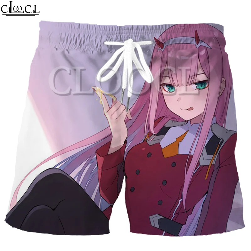 CLOOCL Anime Darling In The Franxx Zero Two 반바지 캐주얼 비치 팬츠 3D 프린트 남성 스포츠 드로 스트링 패션 와일드