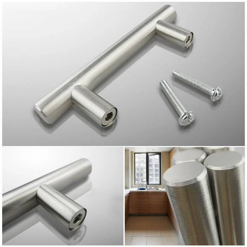 Stainless Steel Kitchen Cabinet Pull Knob Drawer T Bar Handle Bathroom 2 20