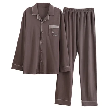 

Men Pajama Sets Silk Satin Pijama Turn-down Collar Sleepwear Long Sleeve Spring Nightwear Male 2 Pieces Sets Homewear