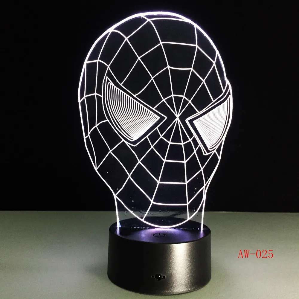 Человек-паук 3D настольная лампа красочные стерео Акриловые 3D ночник сенсорный светильник для вечерние светильники Декор свет GX-025