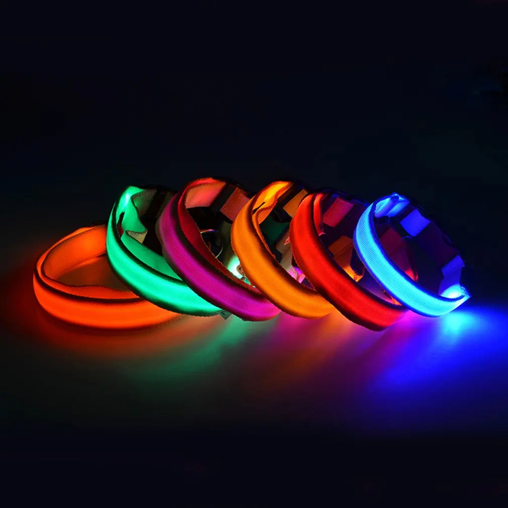 

LED Dog Collar Adjustable Weather Resistant Light Up Dog Collar Rechargable Polyester Collar for Small Medium Large Dogs