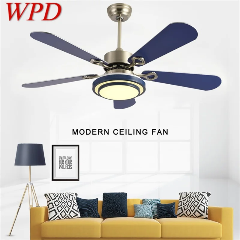 

WPD Modern Ceiling Fan With Lights Remote Control LED 3 Colors Home Decorative for Dining Room Bedroom Restaurant