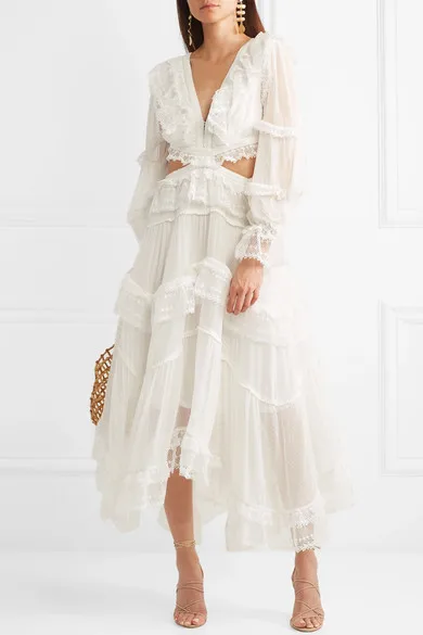 

New fashion white lace sexy holiday dress summer dress party dresses backless v-neck