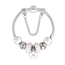 Модные ювелирные браслеты, браслет из сплава с бусинами, Цветочный металлический сплав, кулон, браслет