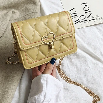 

Women Casual Chains Flap Shoulder Bag Ladies Ins Fashion Heart Shaped Hard Zipper Cover Crossbody Handbags PU Versatile Bags
