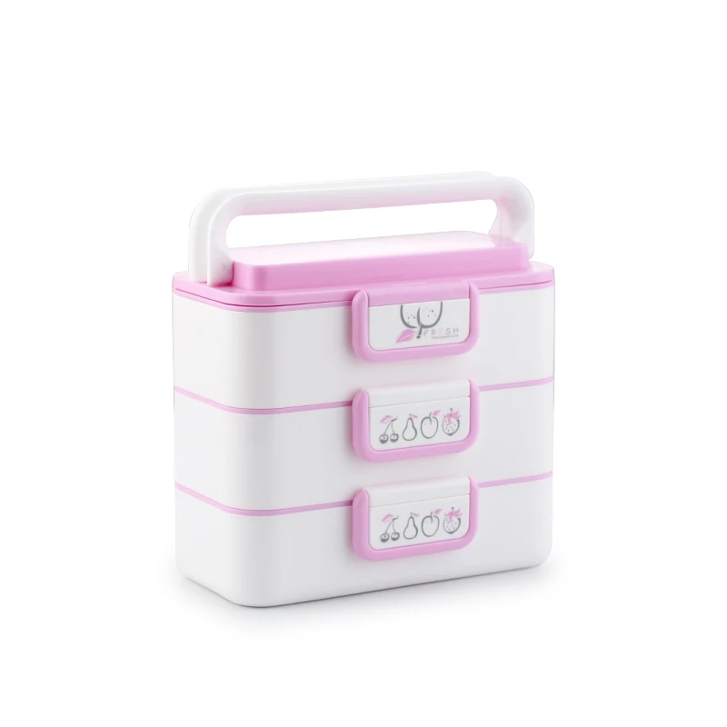3 Layer Pink Для детей 1, 2, 3, 4, Слои микроволновая печь коробка японских Стиль бенто ланч бокс белый стильная футболка с изображением персонажей видеоигр девочки; Дети взрослых большой Ланчбокс школы обед контейнеры - Цвет: 3 Layer Pink
