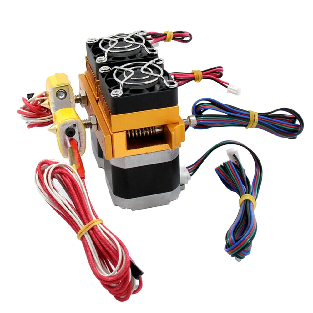 

0.4mm MK8 Dual Nozzle Extruder Hot End Feeding Press Print Head Metal 12V40W Heating Rod For 1.75mm ABS/PLA 3D Printer Supplies