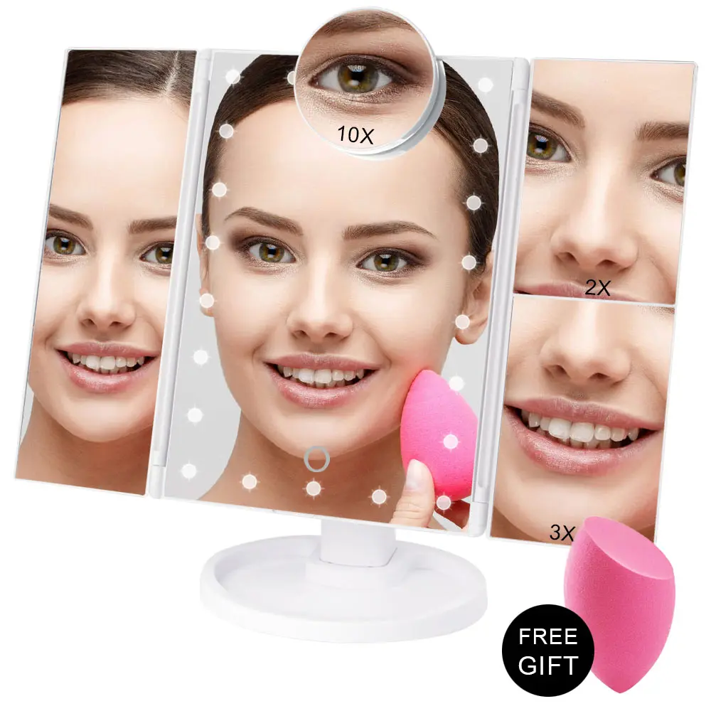 

Magnifying Makeup Mirror 22 LED Light Touch Screen Flexible Vanity Mirror 1X/2X/3X/10X Cosmetic Woman Adjustable Grossissant