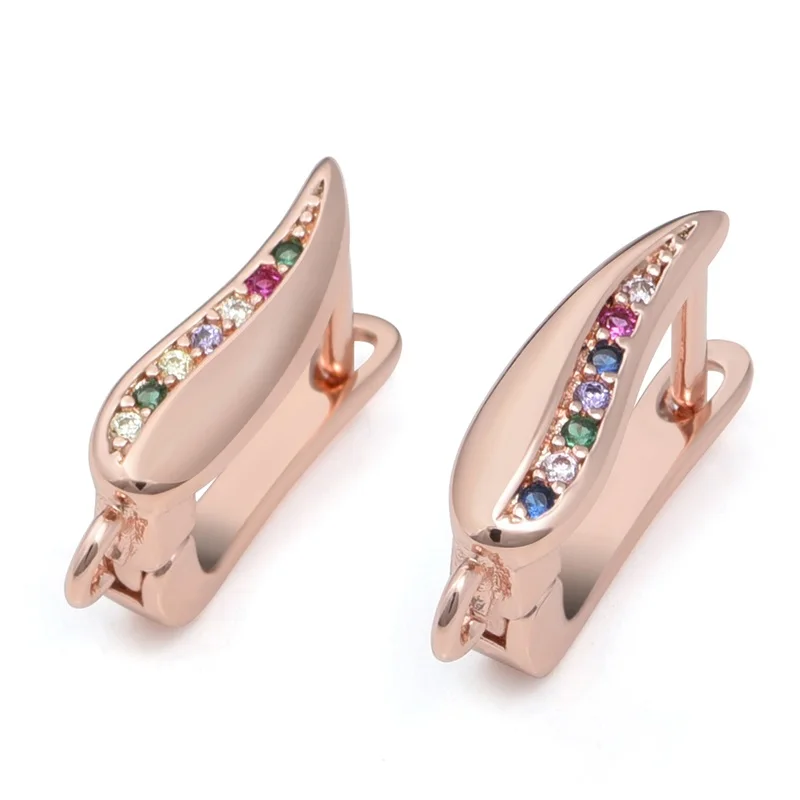 rose gold Швензы Лист серьги-крючки ювелирные изделия аксессуары Earwire, крючки, станок и застежками «сделай сам» с украшением в виде кристаллов серьга с жемчугом и кисточкой выводов Компоненты - Цвет: rose gold