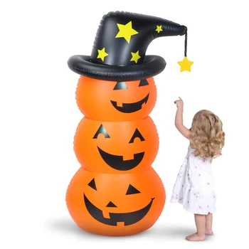 

Inflatable Pumpkin Tumbler 4.5Ft Tall Air Blown Wobble Pumpkin with Witch Hat for Indoor Outdoor Home Art Decoration Yard Party