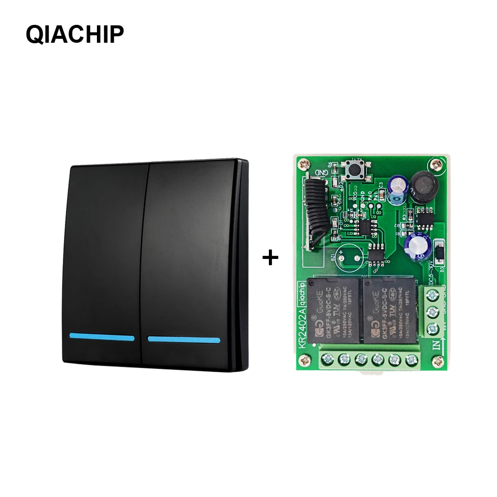 1 RC and 1 Receiver QIACHIP 433 МГц RF Беспроводной RF реле 2CH 6V 24V приемо-Умный дом модуль автоматического включения света 86 стены Панель дистанционного Управление переключатель 10A - Цвет: 1 RC and 1 Receiver