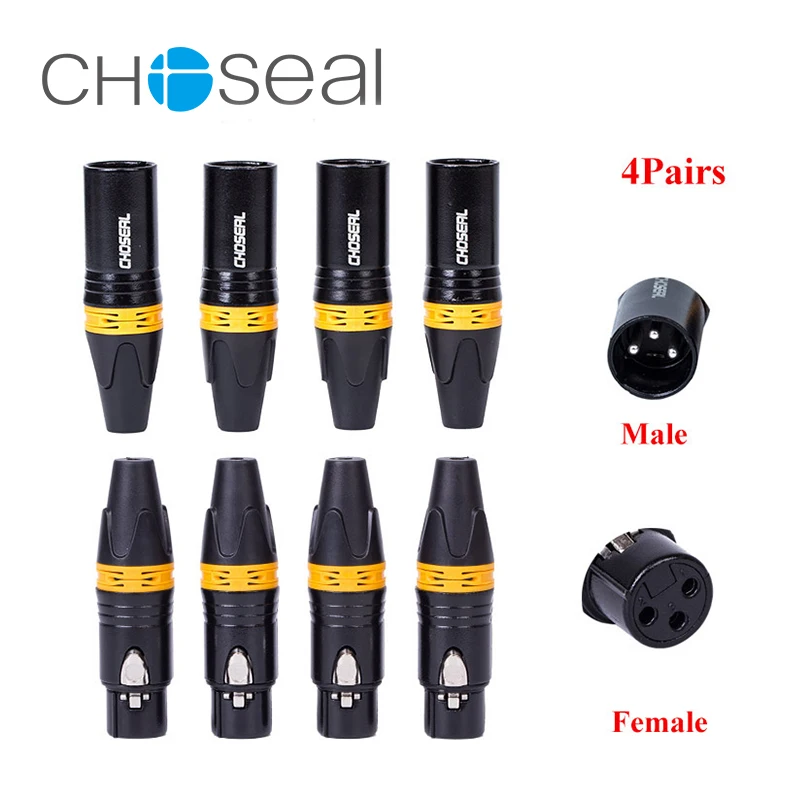 

Choseal 30th Anniversary QD2002B+QD2003B 8Pcs XLR Adapter 3Pin Male Plug And Female Jack Microphone Audio Cable Connector