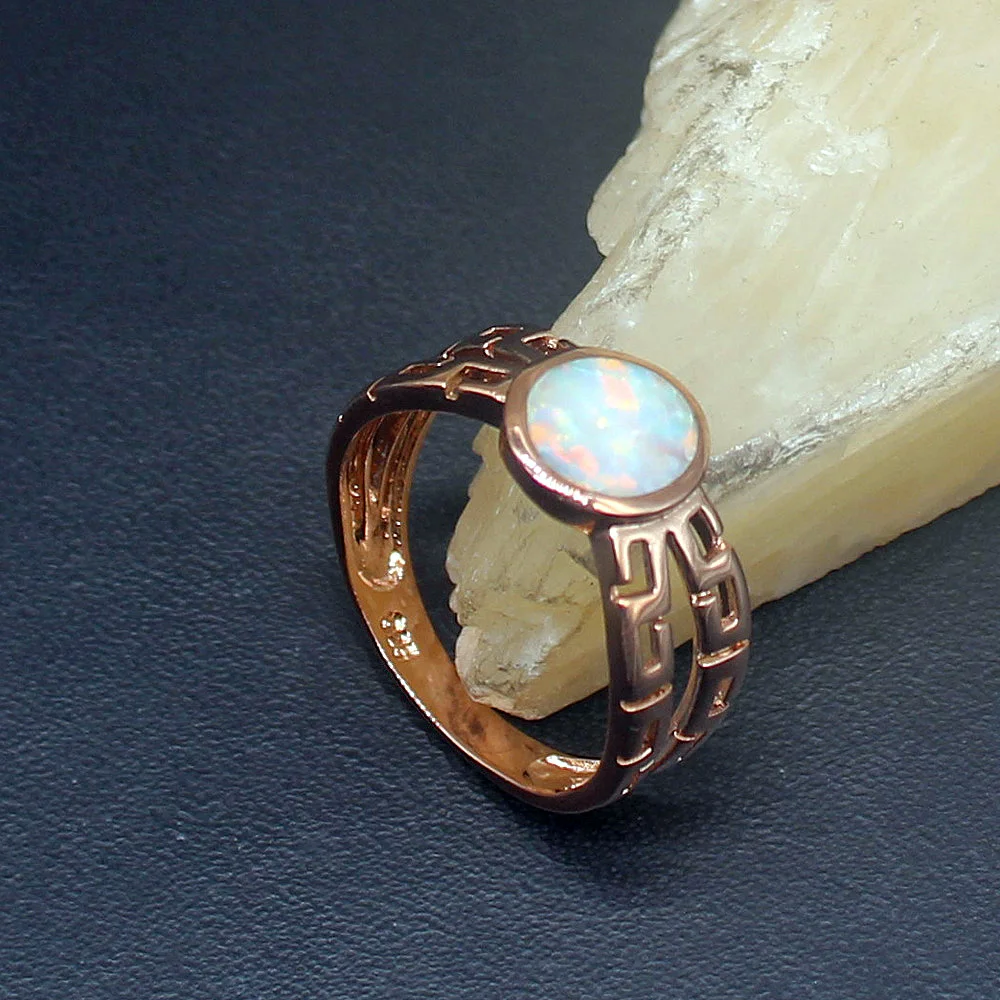 Gemstonefactory Jewelry Big Promotion Single Unique 925 Silver Mystical White Opal Women Girls Gifts Band Rings 7# 20214424