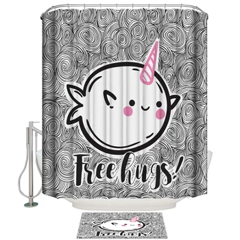 

Bathroom Shower Curtain Cute Narwhal Cartoon Child Shower Curtains Home Bathroom Decoration Bathroom Shower Curtain Doormat Set