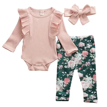 

Pudcoco 3pcs/Set Newborn Infant Baby Girls Christmas Clothes Playsuit Pants Outfit Romper Toodler Clothes with Headband 6-24M