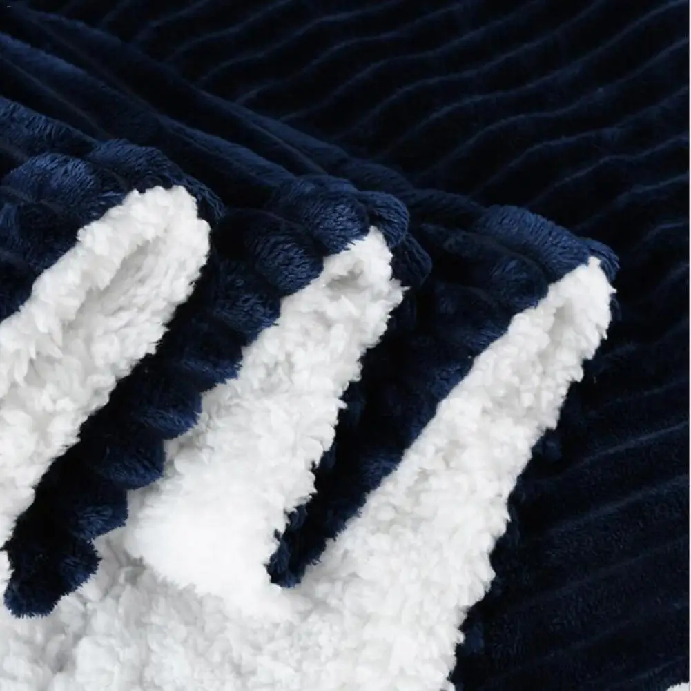 Velvet Double Layer Draw Blanket Single Solid Color Flannel Blanket for Office Sofa Twin Thick Warm Blanket