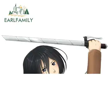 

EARLFAMILY 13cm x 4.8cm for MKS07 Mikasa AoT Ackerman Anime Peeking Car Stickers and Decals Vinyl Car Sticker Bumper Decoration