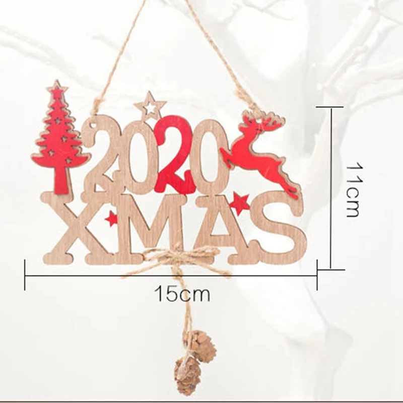 Christmas New Year Alphabet Hemp Wooden Pendant Creative Door Hanging Pendant Christmas Decorations