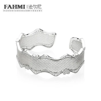 

FAHMI 100% 925 Sterling Silver New 597704CZ LACE OF LOVE BANGLE Original Women Charming Bracelet Gift Jewelry Factory Direct