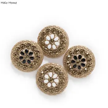 

5pcs Zircon Enamel Round Metal Shank Buttons Sewing Scrapbooking Home Clothing Replace Handmade Crafts Accessories Decor 22mm