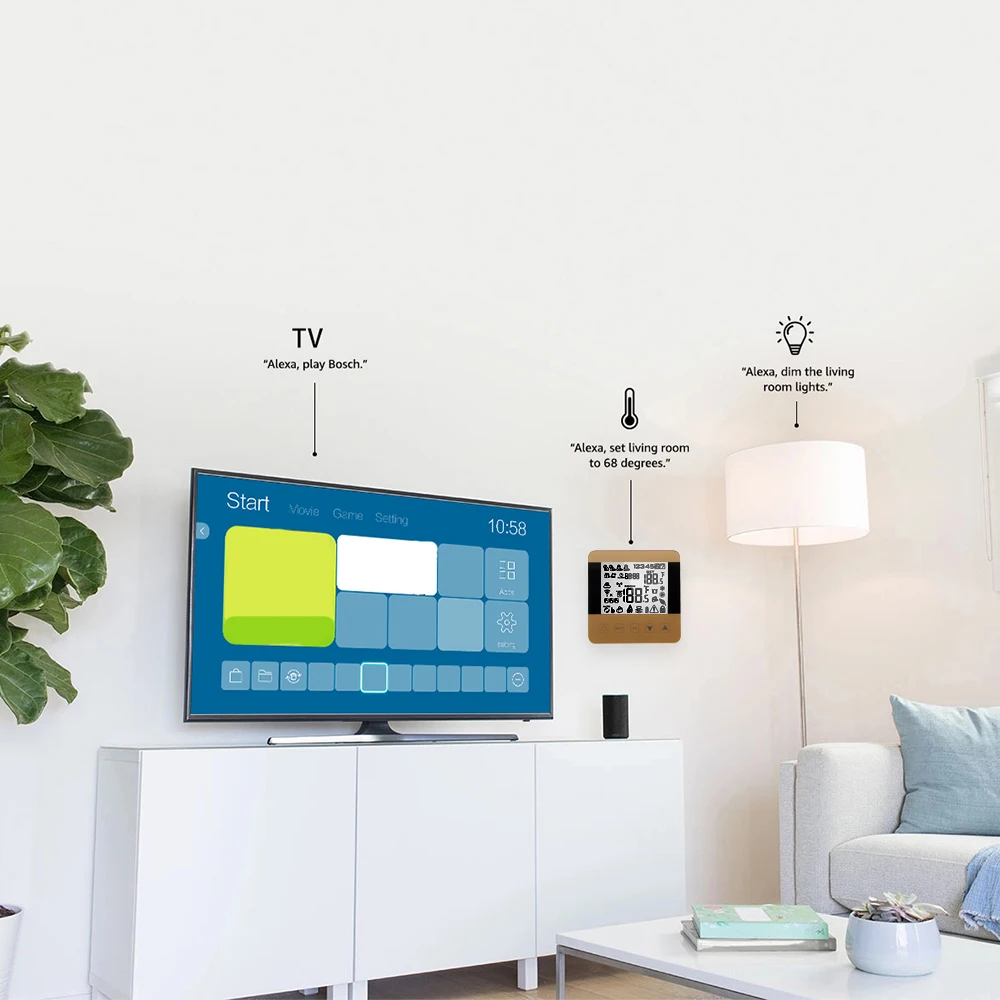  Touch Screen Bedroom Thermostat Electric Floor Heating Temperature Controller Work with Amazon Echo - 4000117091568