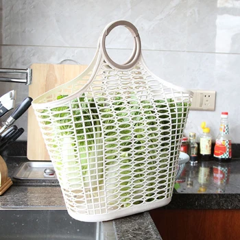 

1PC Portable Home Kitchen Basket Hand Bag Drain Bag Storage Bag for Kitchen Waterproof Beach Bag Ladies Shopping Bag