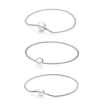 

High Quality 925 Sterling Silver Small Hole Essence Series Bracelet 100%925 Sterling Silver Round Chain Bracelet Jewelry Gifts