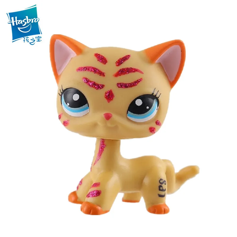 Pet Shop Lps Игрушка Кошка маленькая короткая волосы стоящий синий фиолетовый котенок желтые глаза ребенок Рождественский подарок старый