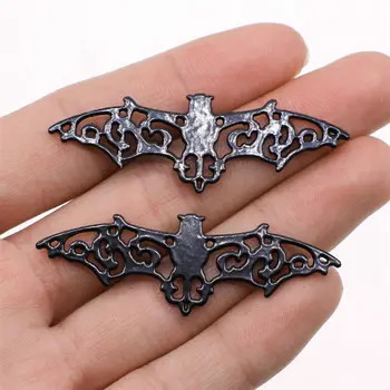 

Wholesale Jewelry Lots Black Color 55x17mm Bat Diy Bracelet Crafts Decoration 50 Pieces