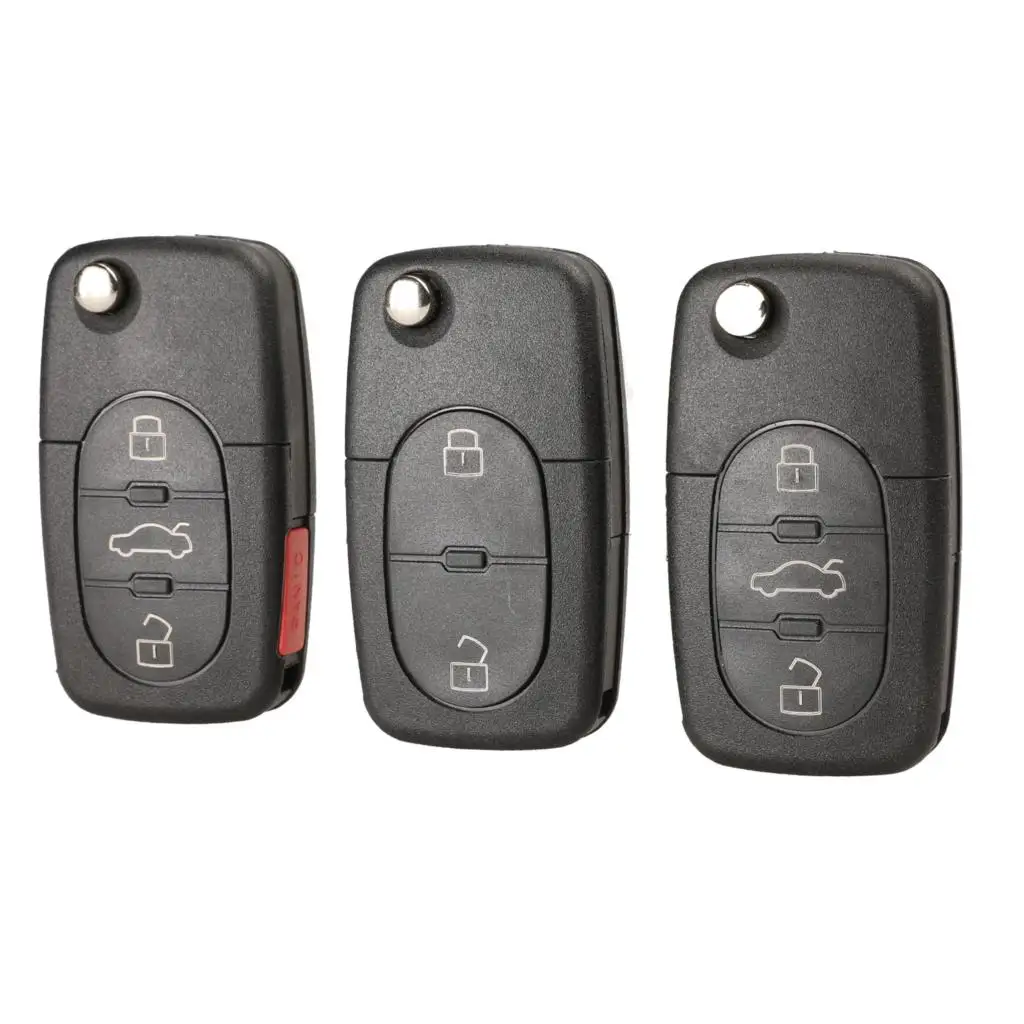 

jingyuqin Flip Remote Car Key Fob Case Shell For Audi A2 A3 A4 A6 A8 S4 S6 S8 CABRIOLET ALLROAD TT Uncut Blade 2/3/4 BTN CR2032