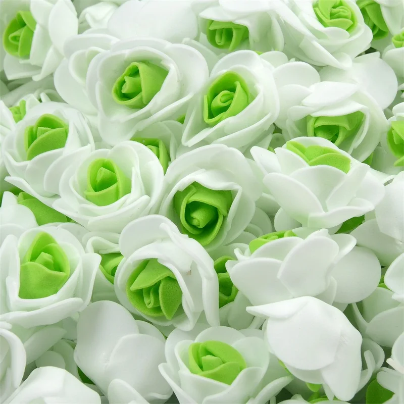 Green 50 шт. двойной цвет мини ПЭ пена Роза голова искусственная Роза ручной работы Diy Свадебные украшения дома принадлежности для праздников и вечеринок аксессуары - Цвет: Green