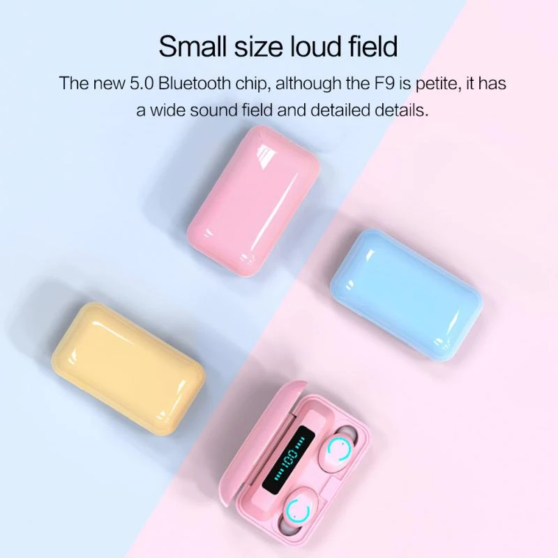 TWS F9 Wireless Earphones Touch Control LED Display Bluetooth 5 0 Headset with 2000mAh Charging Box