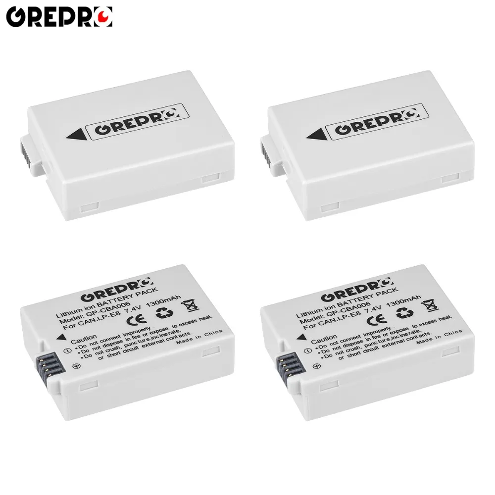 4 шт. 1300 мА/ч, LP-E8 LPE8 LP E8 батареи+ USB двойной Зарядное устройство для цифровой однообъективной зеркальной камеры Canon EOS 700D 650D 600D 550D поцелуй X4 X5 X6i X7i Rebel T2i T3i T4i