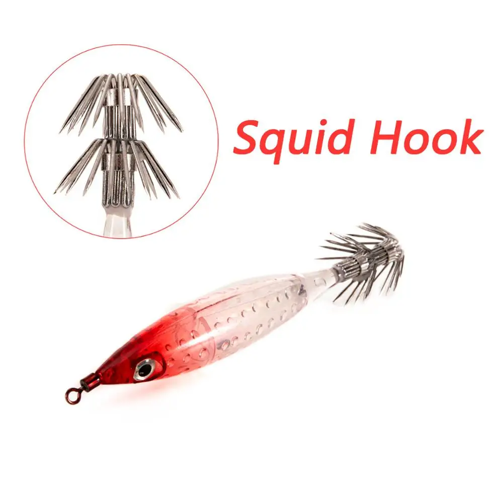 

Squid Lures Fishing Lure Lead Sinker Squid Hook Jigs Octopus Cuttlefish Shrimp Baits 3D Eyes Luminous Lures &cx
