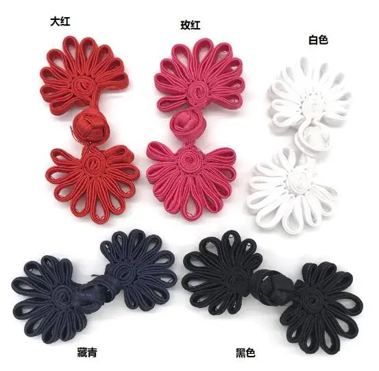 200pairs Handmade Cloth Knot Cufflink Flower Chrysanthemum Traditional Fabric Button Cuff Button DIY Accessory Men&Women