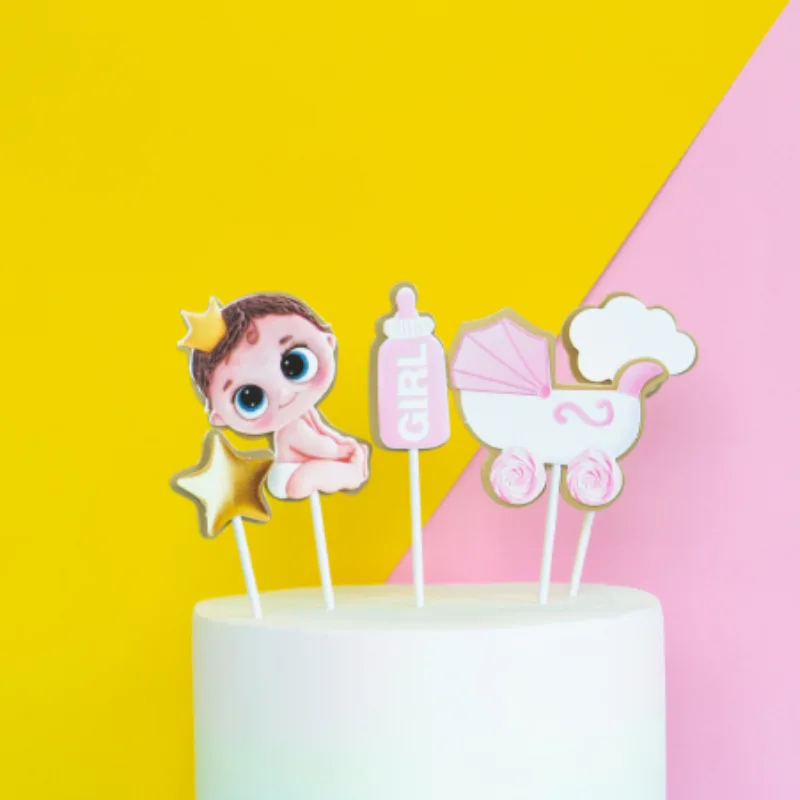pink 1 Дети мальчик/девочка счастливые топперы для торта на день рождения для Детские вечерние украшения выпечки свадьбы - Цвет: pink 1