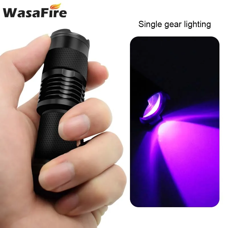 

Mini LED UV Flashlight 395nm Purple Light Ultra Violet Blacklight UV Torch Zoomable Lamp Linterna for Marker Checker Detection
