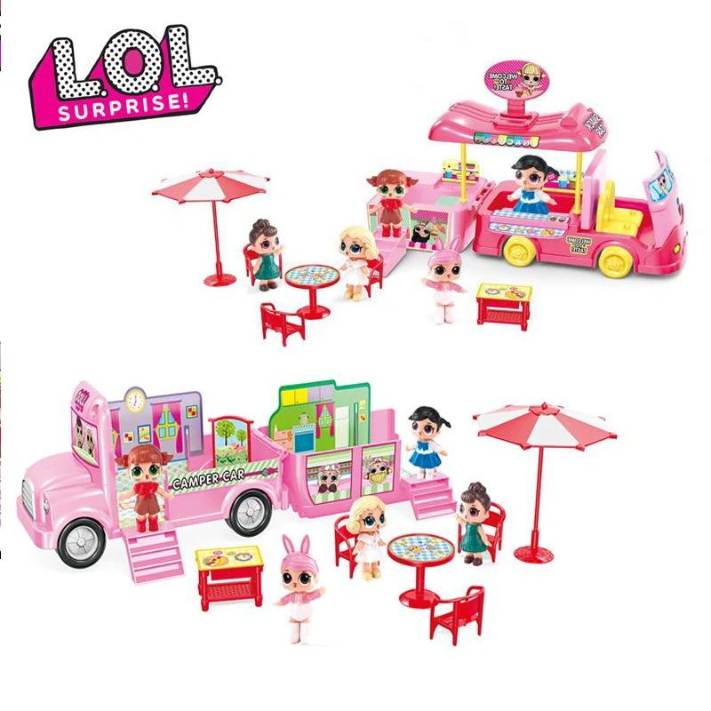L.O.L SURPRISE! Original LOL Surprise Dolls Toy Set Picnic Car Ice Cream Cart Travel Bus Model Toys for Girls Birthday Gifts