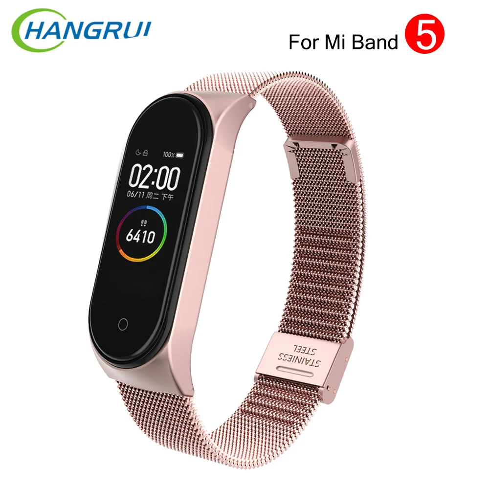 Металлический ремешок HANGRUI mi Band 5 нержавеющая сталь lanese для xiaomi глобальная nfc