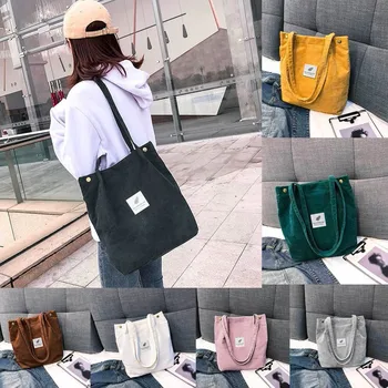 

Fashion Women Corduroy Pure Color Shoulder Bag Satchel Tote Hand Bag Travel Bag