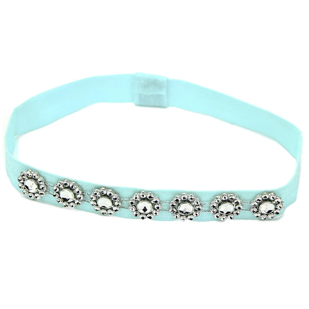 Mint Green Модные Детские Тюрбан с бриллиантами эластичные детские для девочек высокого качества Hairband Детские украшения для волос реквизиты для фотографии koomi - Цвет: Mint Green