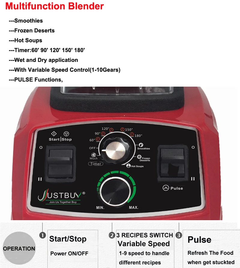 Skup BPA Free Commercial Grade Timer mieszalnik Heavy Duty automatyczny sokowirówka robot kuchenny kruszarka do lodu koktajle 2200W