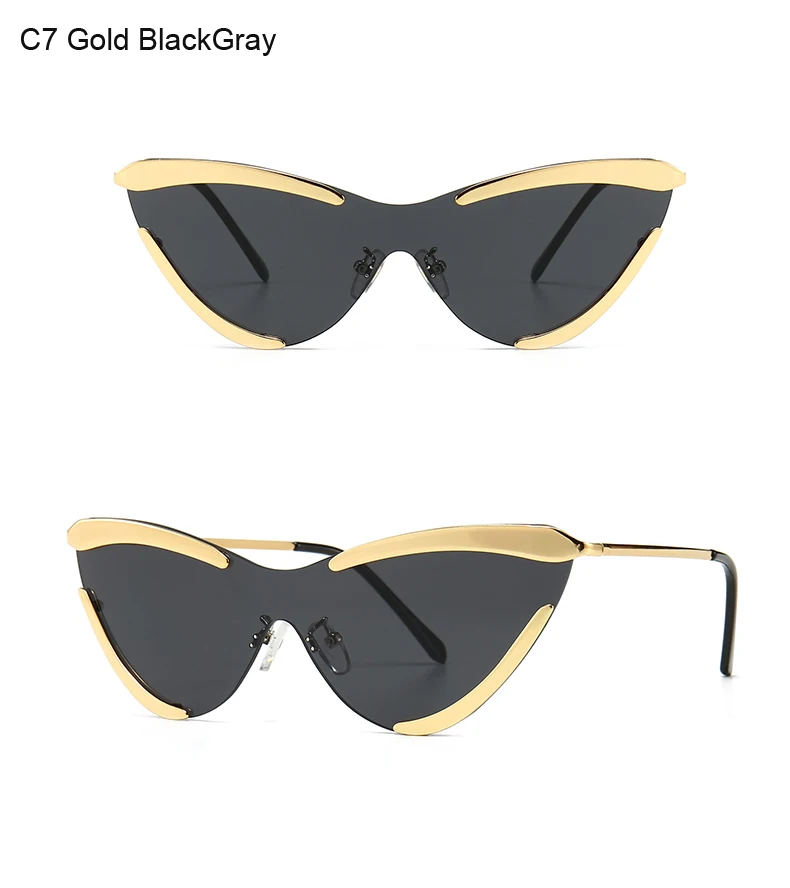 Женские сексуальные солнцезащитные очки кошачий глаз, итальянский бренд, дизайнерские маленькие цельные солнцезащитные очки без оправы, модные очки «кошачий глаз», синие желтые оттенки