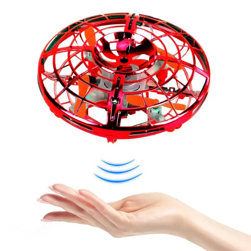 Мини-Дрон UFO управление жестами RC вертолет ABS 360 Вращение инфракрасный индукционный самолет Рождественский подарок на год для детей - Цвет: Red with box