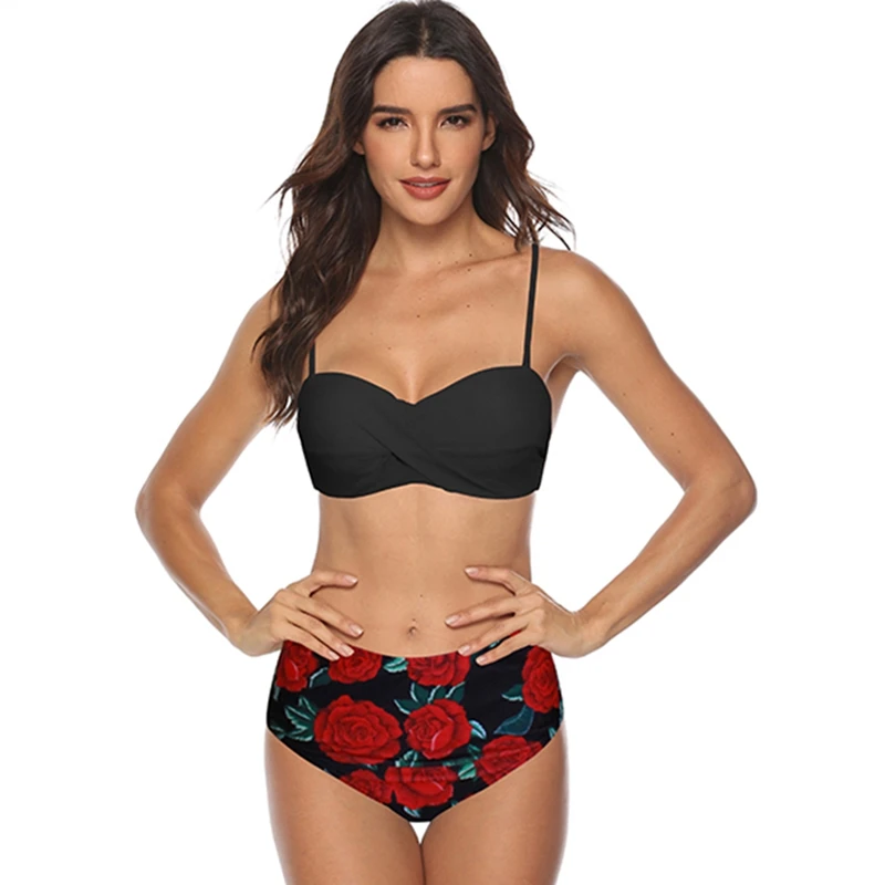 MUOLUX MUOLUX Floral Knot Bikini Set Women print High-waisted Two Piece Swimsuit 2019 Girl Beach Bathing Suit Swimwear MUOLUX MUOLUX Floral Knot Bikini Set Women print High-waisted Two Piece Swimsuit 2019 Girl Beach Bathing Suit Swimwear