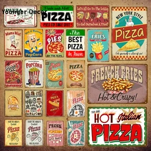 Итальянский Нью-йоркский стиль пицца плакат ретро свежий попкорн настенные украшения металлические знаки кухонное украшение для дома винтажные таблички YI-147