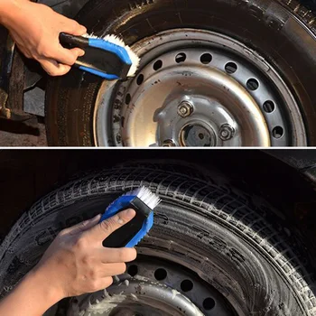 

Wavy Maintenance Soft Bristle Vehicle Care Auto Detailing Washing Tool Car Wheel Brush Tire Cleaner PP Universal Black Handle