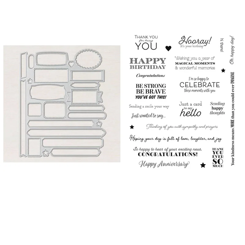 Sellos de mensajes para hacer tarjetas, sellos transparentes para manualidades, colección de recortes