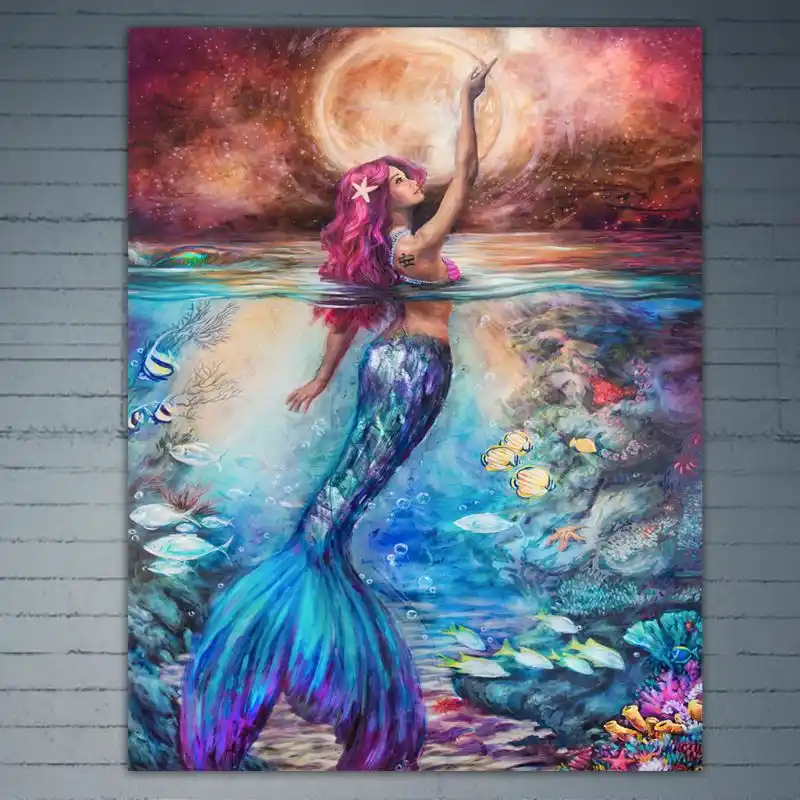 40*50cm diy 5d full drill undersea beauty diamon